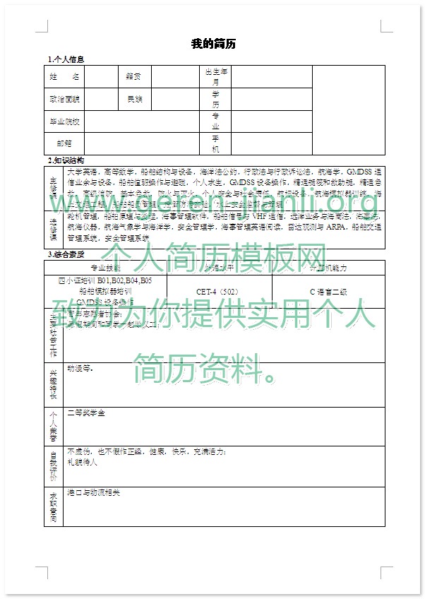 简历模板下载word格式