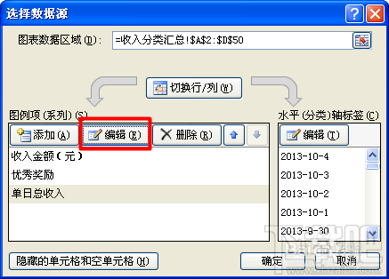 利用Excel绘制百度经验每日收入变化情况趋势图